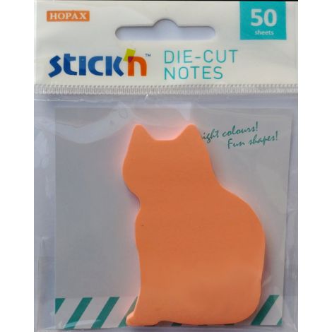 Notes samoprzylepny Stick'n Kot pomarańczowy neon 70x70mm, 50szt - 2